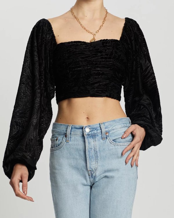 Love Letter Puff Sleeve Crop Top