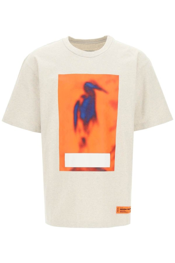 T-shirts Heron Preston for Men Grey Melange Orange
