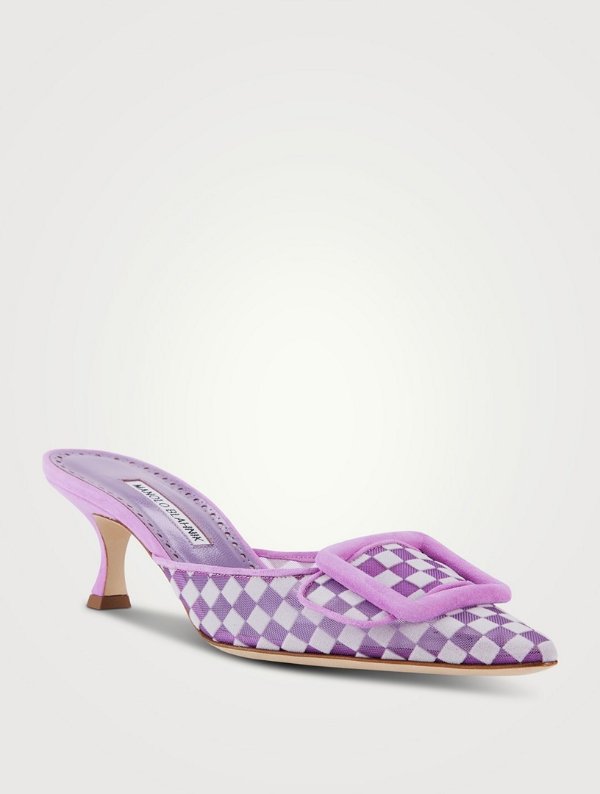 Maysalebi 格纹网布紫色穆勒鞋