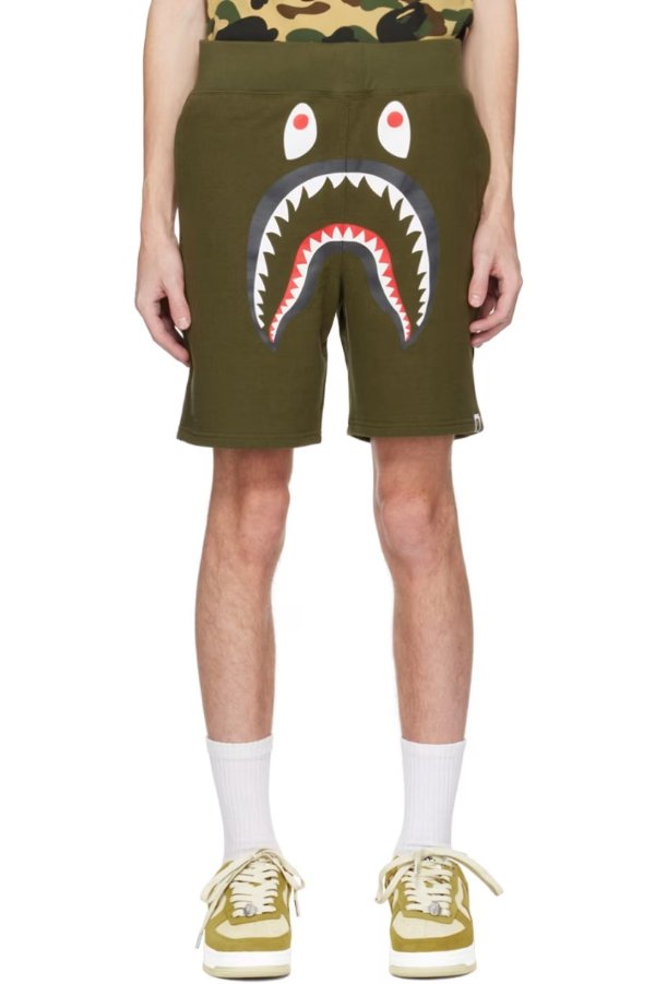 橄榄色 鲨鱼短裤