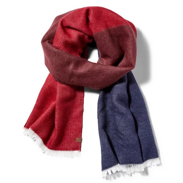 红蓝拼色围巾