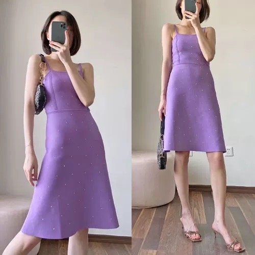 香芋紫连衣裙 