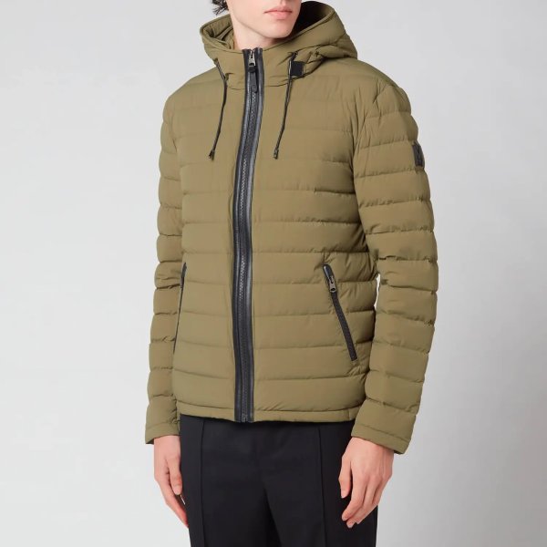 Men's Mike Stretch Lightweight Down Jacket With Hood - Olive