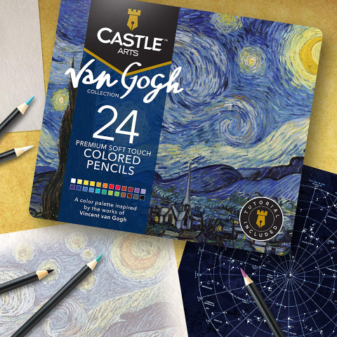 €20.99起 包含24色彩铅和绘本Castle Arts 梵高 星空 DIY彩铅画 回国有情调伴手礼系列