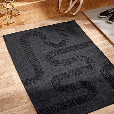 黑色曲线地毯 90 x 130 cm
