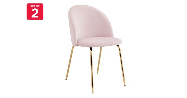 Shangri-La Subiaco Set of 2 Velvet Dining Chairs (Blush) | Chairs |
