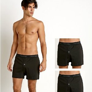 Calvin Klein 男士3件装纯棉经典针织平角内裤 S码