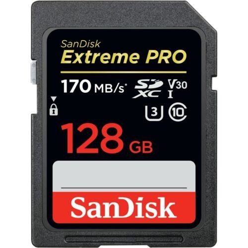 128GB SD Card Extreme Pro SDXC V30 U3 C10 UHS-I 170MB/s 4K UHD Memory