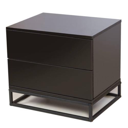 MARGO BEDSIDE TABLE W 2 DRAWER LAMP BED SIDE STORAGE UNIT NIGHTSTAND BLACK