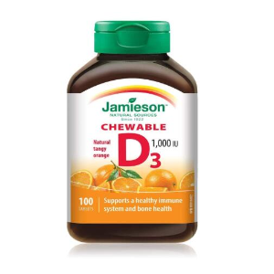 Jamieson 柑橘口味维生素D3咀嚼片 助力骨骼、免疫系统健康