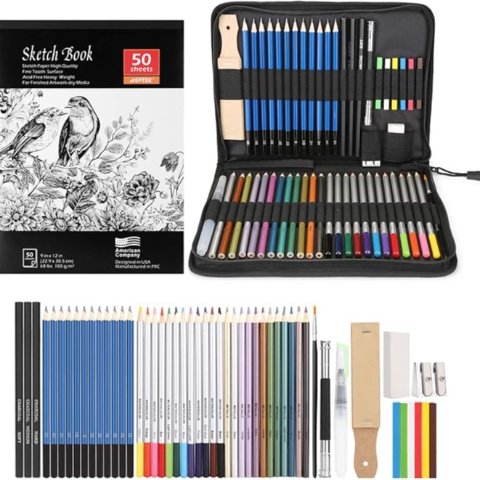 超低价! AGPTEK 绘画铅笔53pcs装、水彩&素描铅笔全有