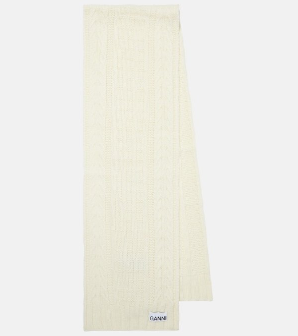麻花针织混棉围巾