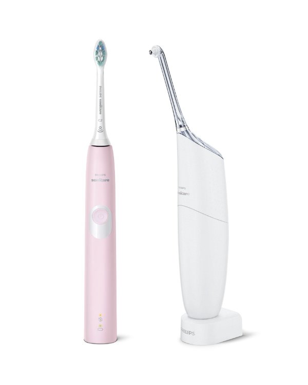 电动牙刷 + 水牙线清洁器套装-粉色