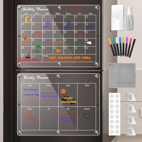 danoni亚克力磁性日历与记事板 带8只画笔
