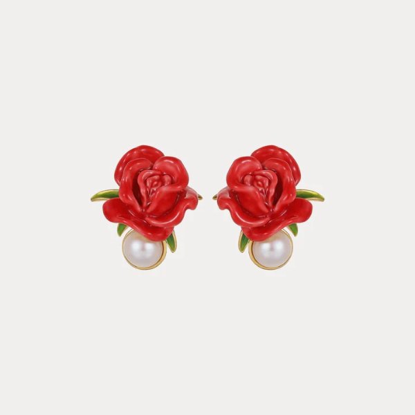 玫瑰珍珠耳环