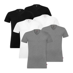 6.7折特卖 折后每件仅€8.48Levi's 李维斯 男士V领短袖T恤 4件装 3色选 超舒适贴身