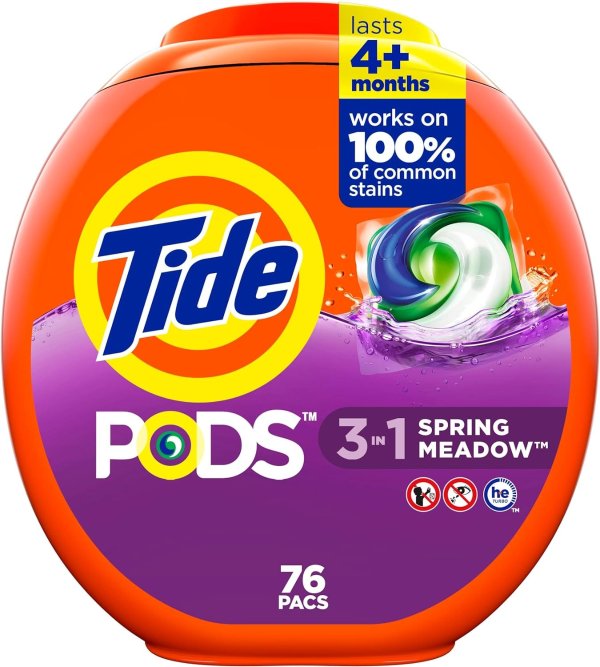 Tide Pods 3合1浓缩洗衣球 76颗 春草香型