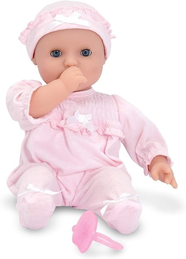 Melissa & Doug Mine to Love Jenna 30.5 厘米软身婴儿娃娃，带连体衣、帽子 | 商品详情 可水洗娃娃配件，第一个适合 18 个月及以上幼儿的娃娃
