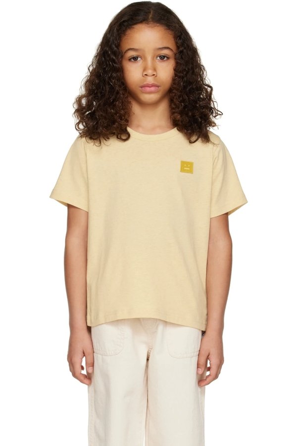 儿童黄色圆领 T 恤