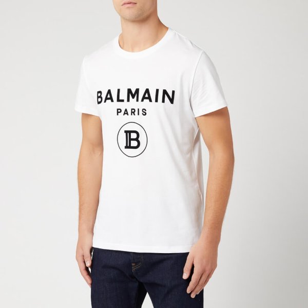 Balmain Men's Balmain T-Shirt with Logo Print - Blanc