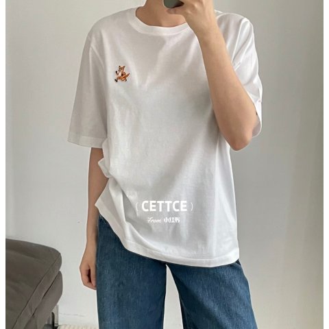 Maison Kitsune经典白色！@CETTCT狐狸短袖