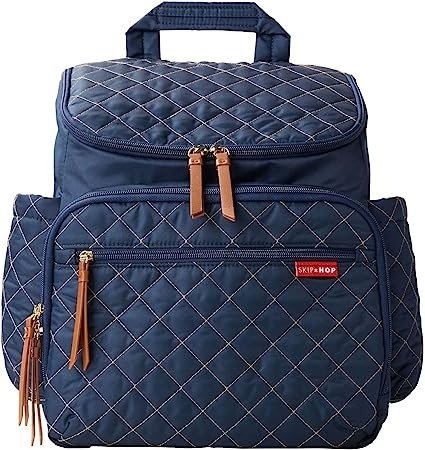 Skip Hop 尿布袋背包：Forma，多功能婴儿旅行包，带换尿布垫和婴儿车附件，海军蓝
