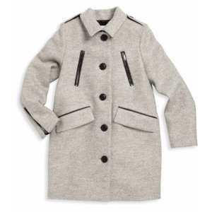 Burberry 羊毛拼皮大衣，超可爱童装