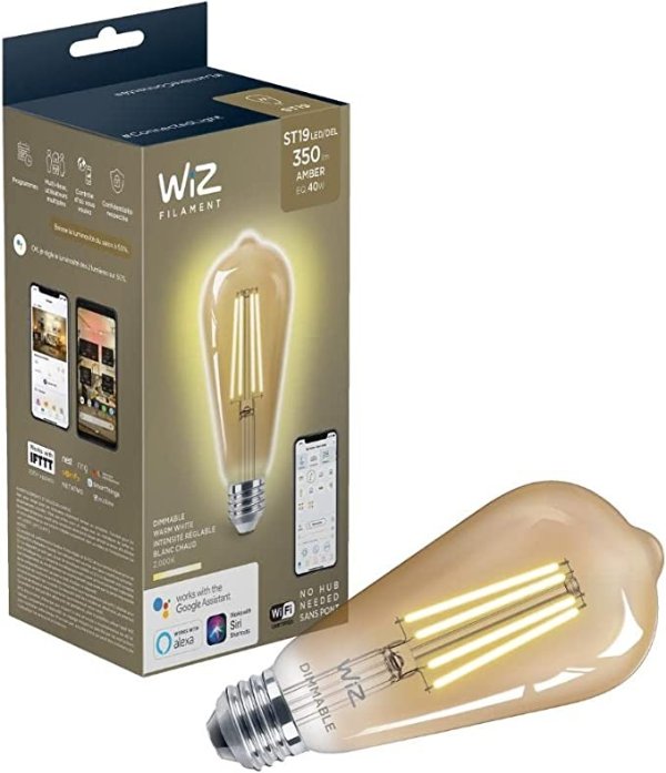 WiZ 40W ST19 WiFi 可调光装饰复古智能 LED 灯泡