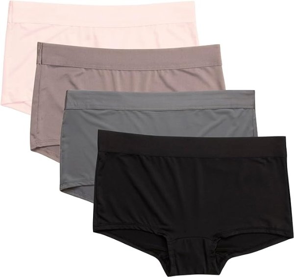 Hanes 女式 4 件装光滑超细纤维平角短裤