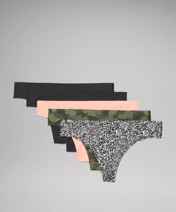 InvisiWear Mid-Rise Thong Underwear 5 Pack