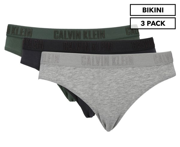 Women's Cheeky Monochrome Bikini Briefs 3-Pack - Black/Green/Grey