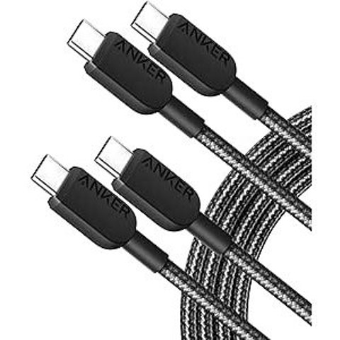 Anker USB-C to USB-C 240W 尼龙编织数据线 6英尺 两条装