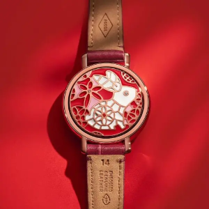 Fossil官网 兔年限定 收双面时来运转手表 红表红绳戴起来！