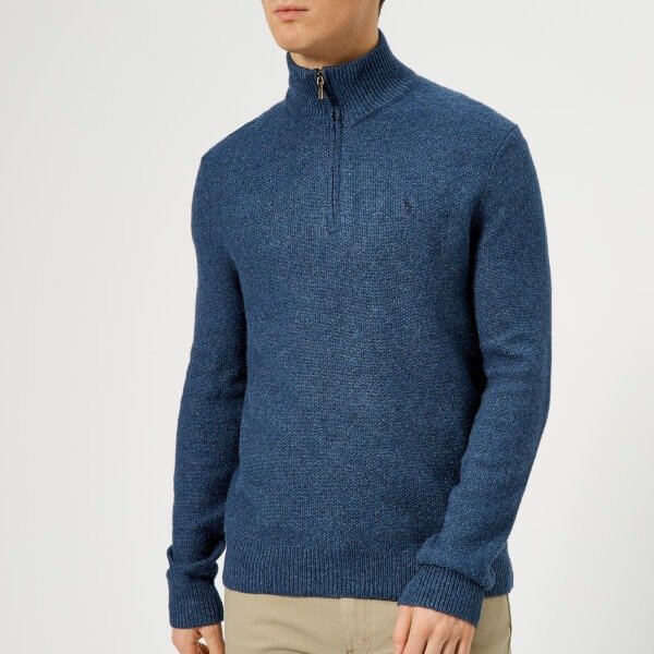 Men's Half Zip Knit 毛衣 - Derby Blue Heather