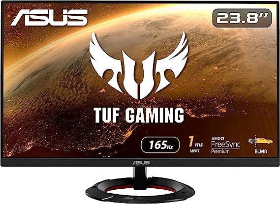 TUF Gaming 23.8寸 1080P 显示器 (VG249Q1R) - 全高清、IPS、165Hz（支持 144Hz）、1ms、极低运动模糊、扬声器、FreeSync™ Premium、阴影增强、VESA 安装、DisplayPort、HDMI