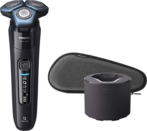 Shaver Series 7000 Wet and Dry Cordless Electric Shaver with SkinIQ Technology, Protective SkinGlide Coating, Motion Control Sensor, 360-D Flexing Heads, Ink Black, S7783/50