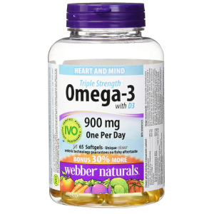 Webber Naturals 韦伯 Omega-3三倍强效深海鱼油软胶囊 65粒