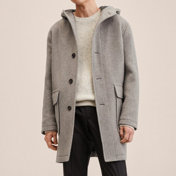 灰色羊毛大衣