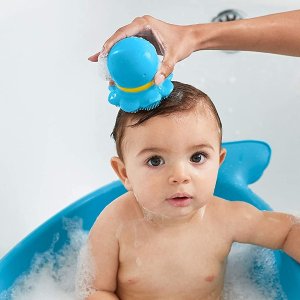 Skip Hop 婴儿蓝色章鱼二合一沐浴刷 超软硅胶按摩宝宝肌肤