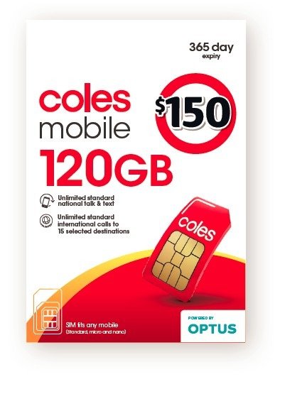 Coles Mobile 120GB预付卡