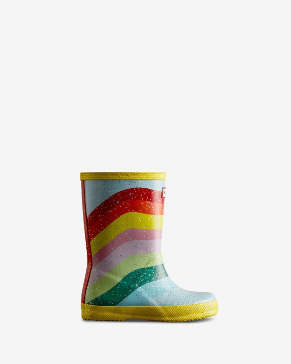 大童彩虹亮片雨靴
