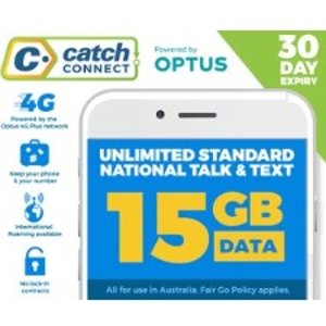 Catch Connect 30天澳洲无限通话+15GB流量