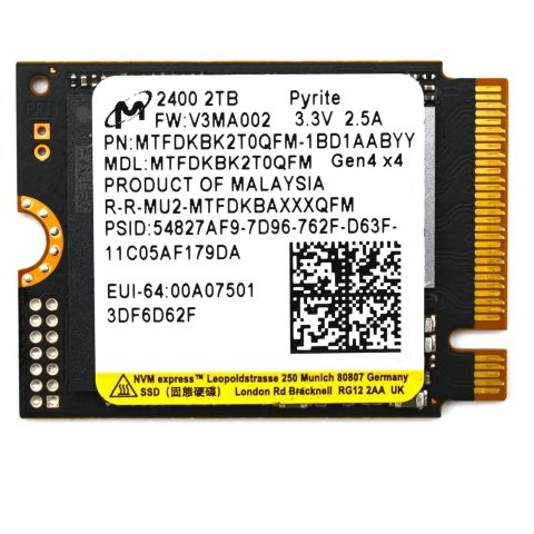 Micron 2400 2TB M.2 2230 NVMe PCIe 4.0x4 固态硬盘$153.99