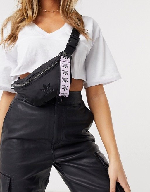 trefoil bumbag in black and lilac | ASOS