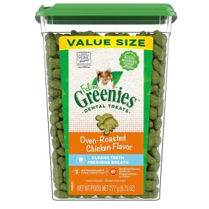 Greenies 成年猫咪天然洁牙零食 9.75oz 烤鸡肉口味 兽医推荐