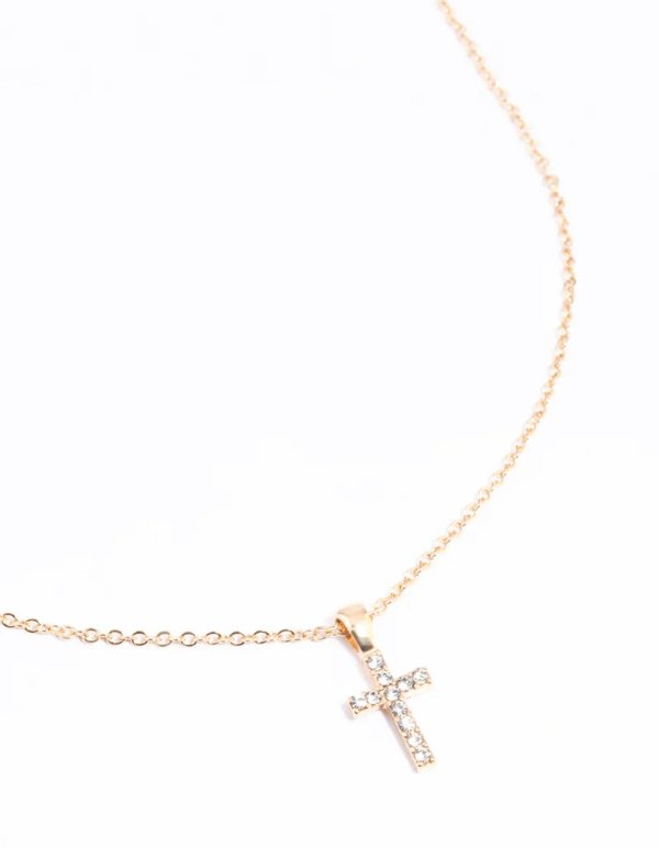 Gold Diamante 十字架项链