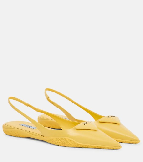 黄色logo平底鞋