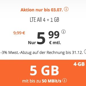 超后1天 每月5GB包月上网+德国免费电话/短信