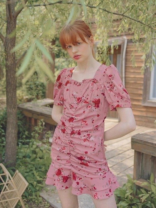 Rose Shirring 连衣裙