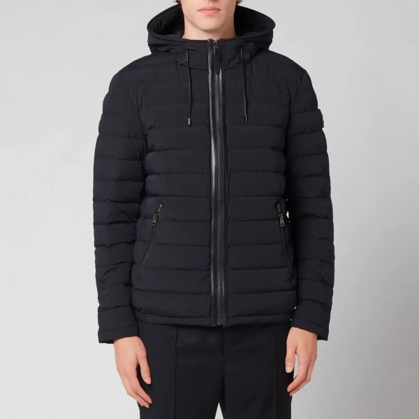 Men's Mike Stretch Lightweight Down Jacket with Hood - Black